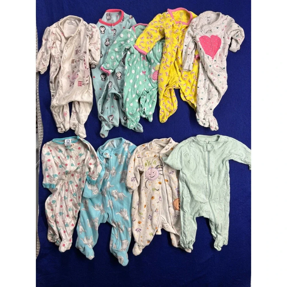 Cottagecore Baby Girl Carter's Gerber Pajamas Lot 0-3M Multicolor